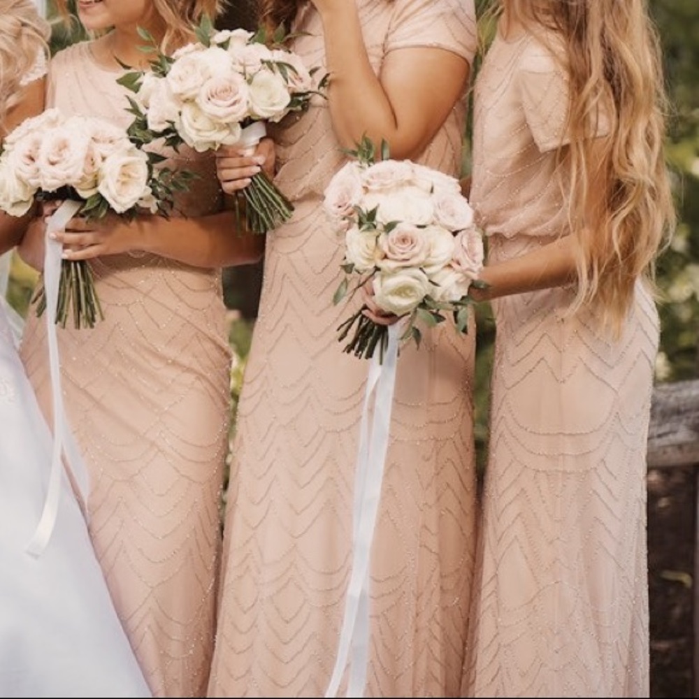 Adrianna Papell Short Sleeve Beaded Blouson Gown